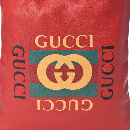 Gucci Calfskin Mens Logo Drawstring Backpack Red 12 of 12