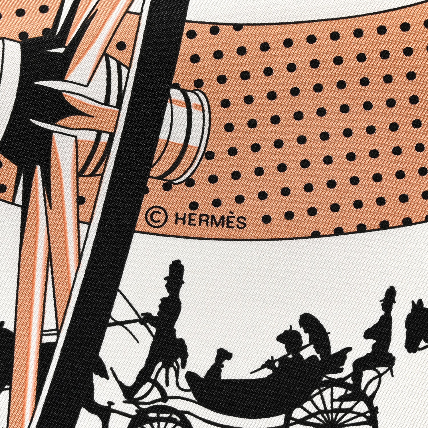 Hermes Silk Paris Qui Roule Bandana Scarf 55 Blush White Black 4 of 4