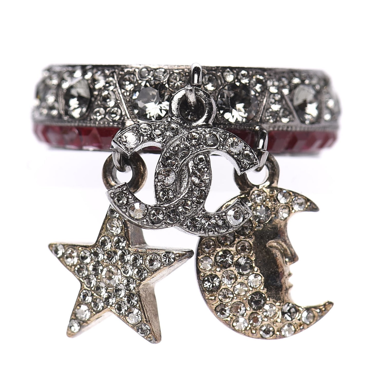 Crystal CC Star Moon Ring 52 Silver