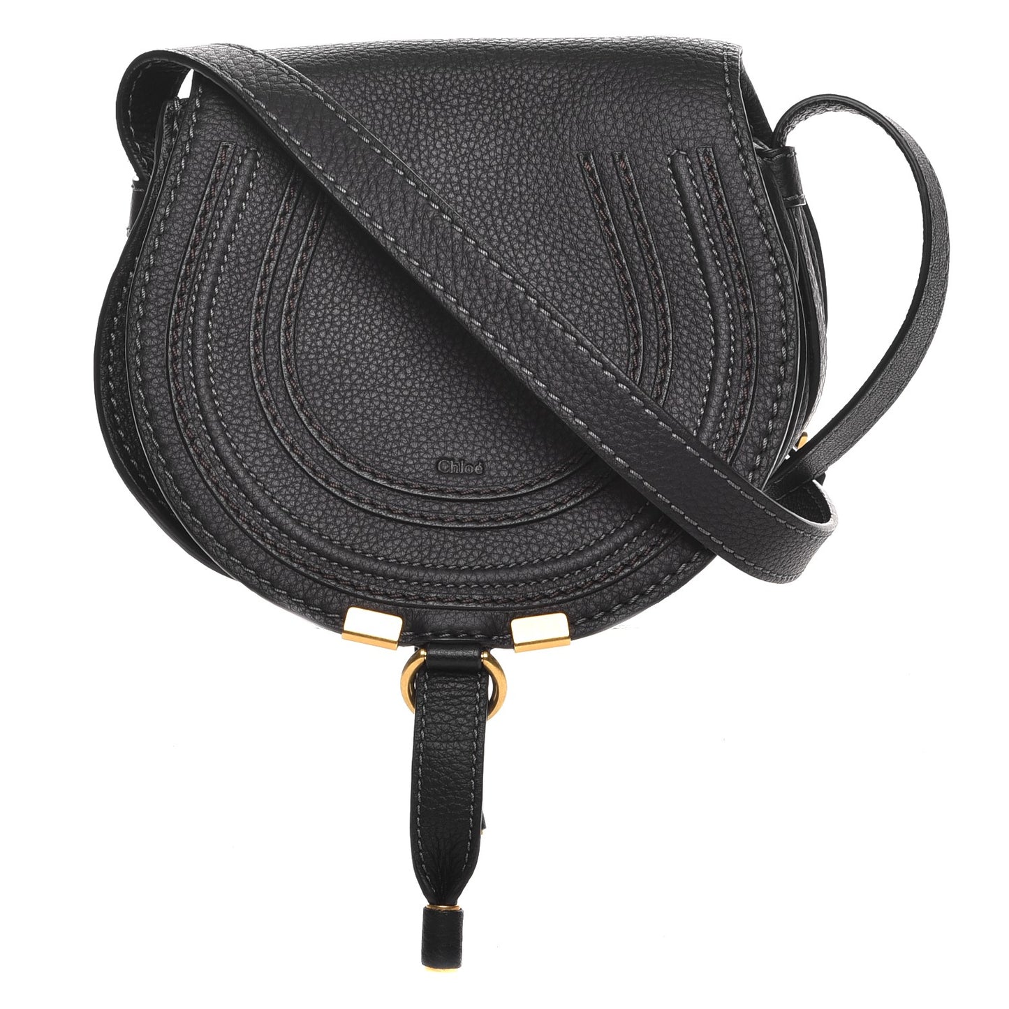 Calfskin Mini Marcie Round Crossbody Bag Black