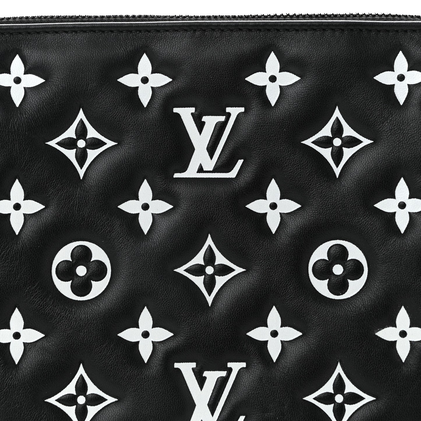 Lambskin Embossed Monogram Coussin PM Black White