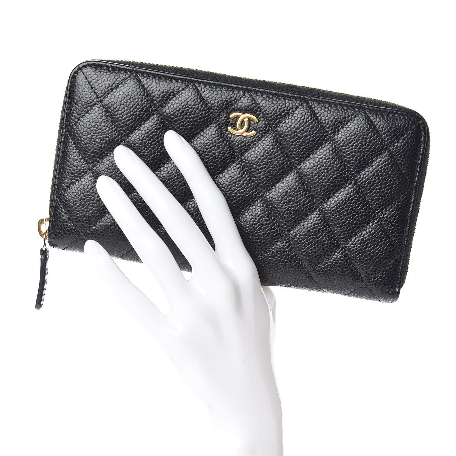 Chanel Caviar Quilted Large Gusset Zip Around Wallet Black 2 of 9