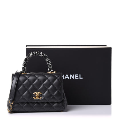 Chanel Calfskin Strass Quilted Extra Mini Coco Handle Flap Dark Grey 12 of 12