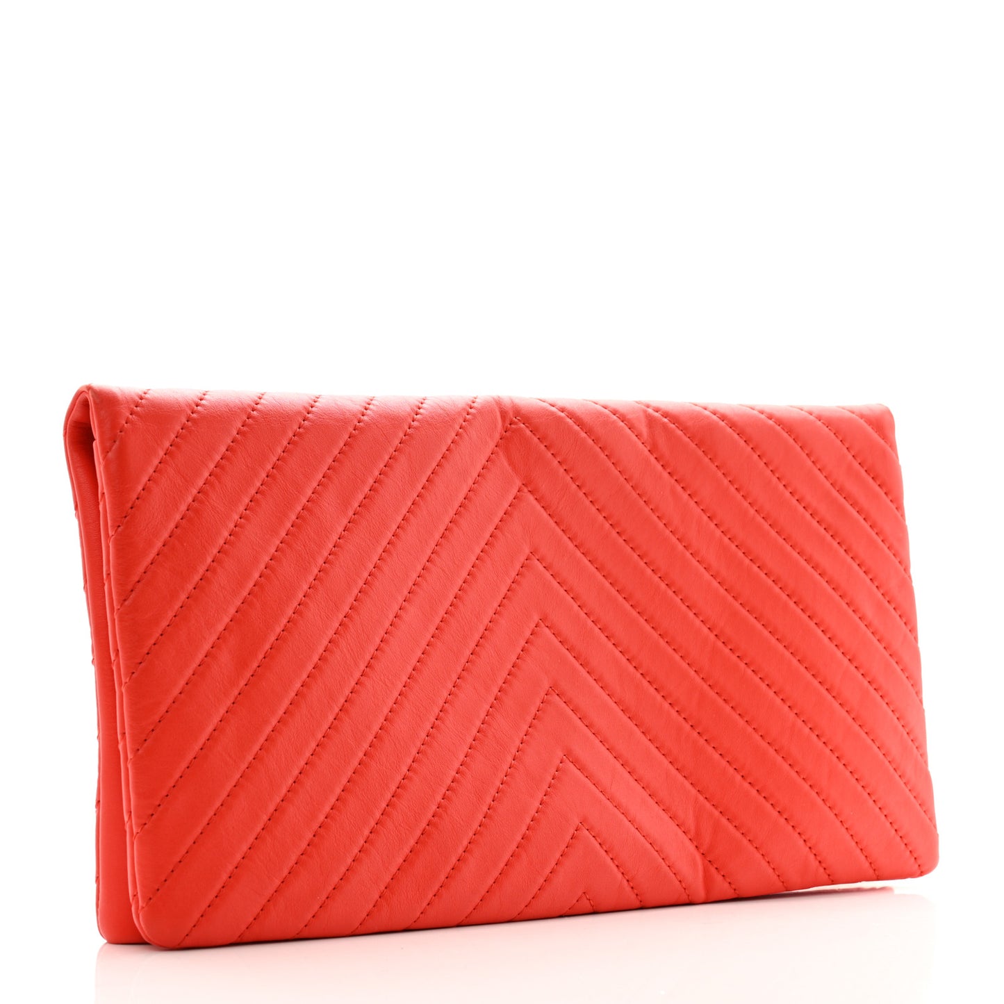 Lambskin Chevron CC Clutch Orange