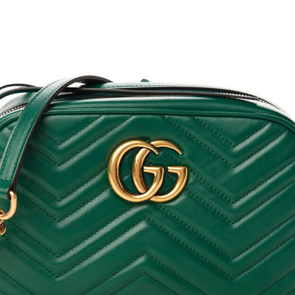 Gucci Calfskin Matelasse Small GG Marmont Chain Shoulder Bag Emerald Green 10 of 11