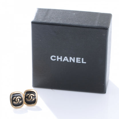 Chanel Enamel CC Earrings Black and Gold 3 of 5
