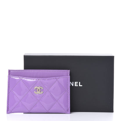 Chanel Patent Quilted Card Holder Purple 9 of 9
