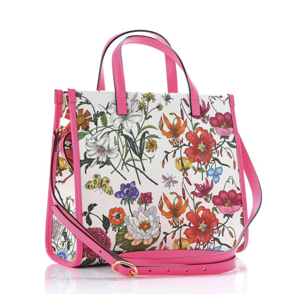 Gucci Canvas Medium Flora Tote Fuchsia 2 of 9