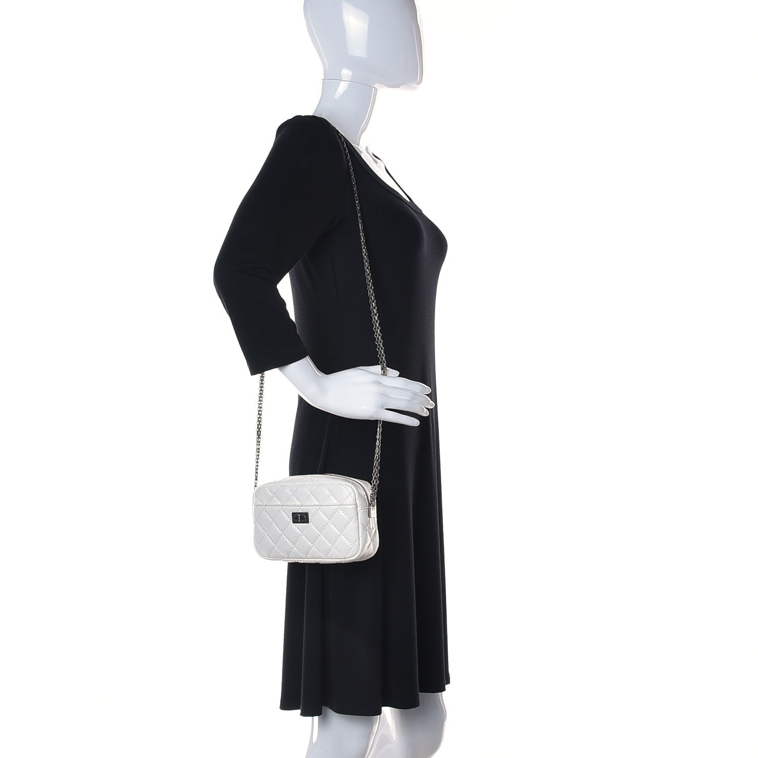Chanel Aged Calfskin Quilted Mini Reissue Camera Case White 2 of 13