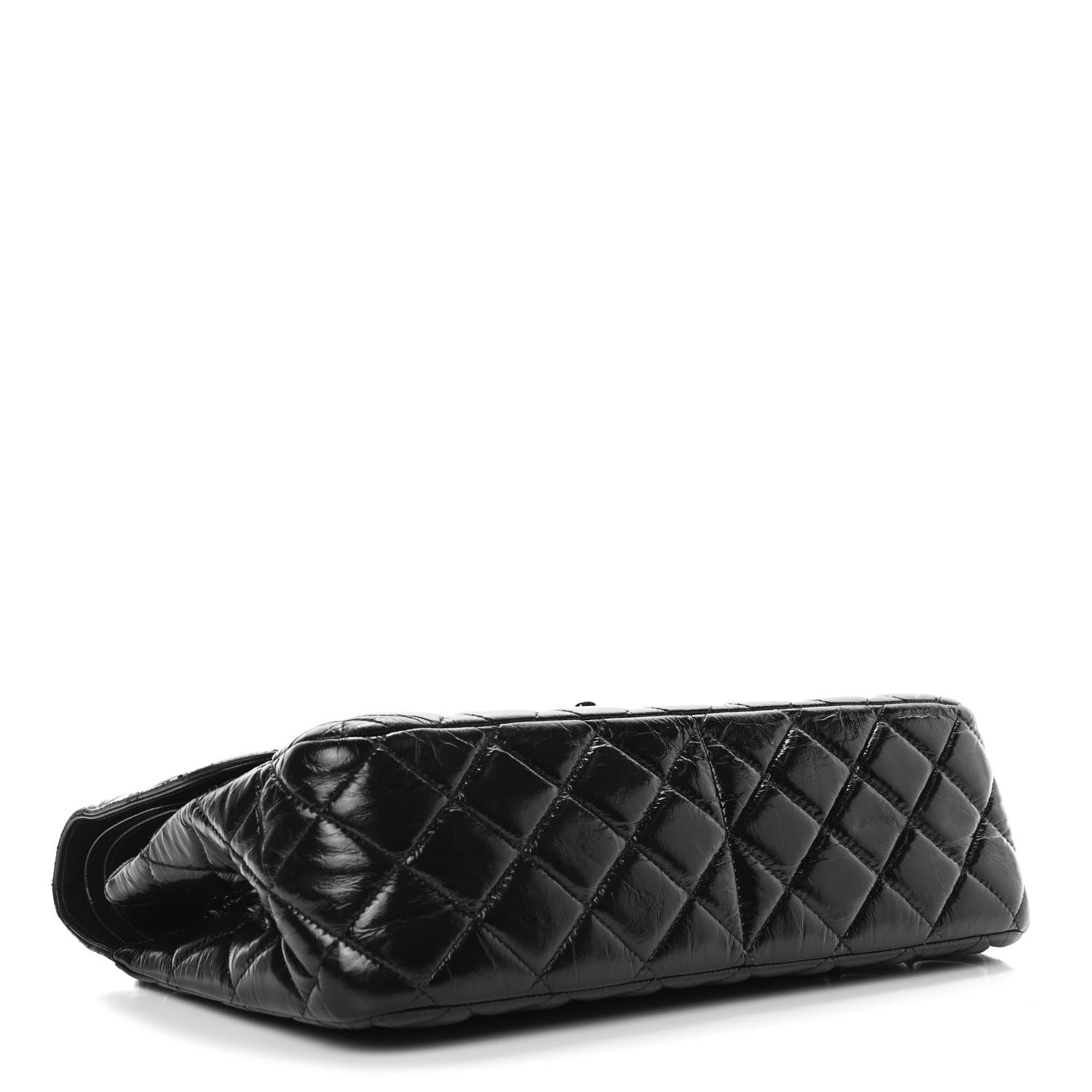 Chanel Shiny Distressed Calfskin Quilted Jumbo Double Flap So Black 4 of 7