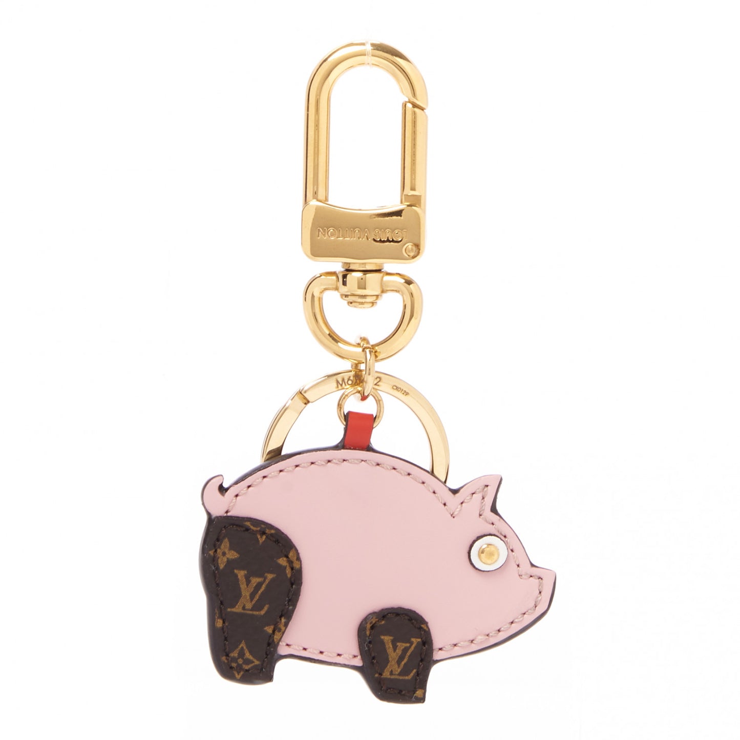 Calfskin Superstition Pig Bag Charm Key Holder Rose