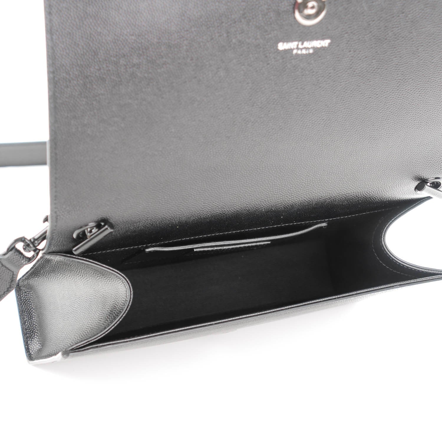 Saint Laurent Grain De Poudre Medium Classic Monogram Kate Double Handle Satchel Black 5 of 6