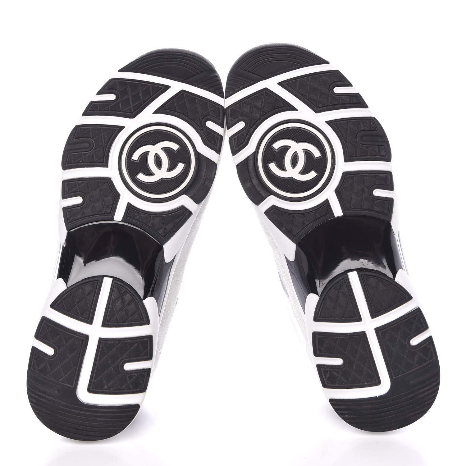 Chanel Calfskin Fabric Sneakers 39.5 White Silver Fluo Pink 9 of 10