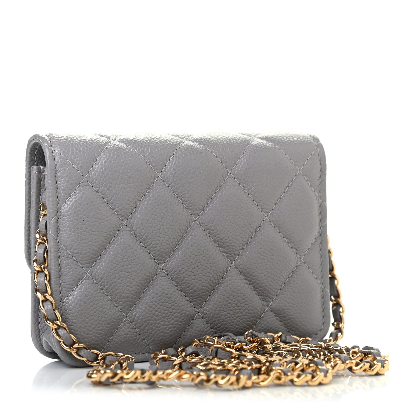 Caviar Quilted Miss Coco Clutch With Chain Grey