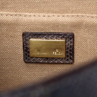 Fendi Python Secret Code Satchel Brown 7 of 10