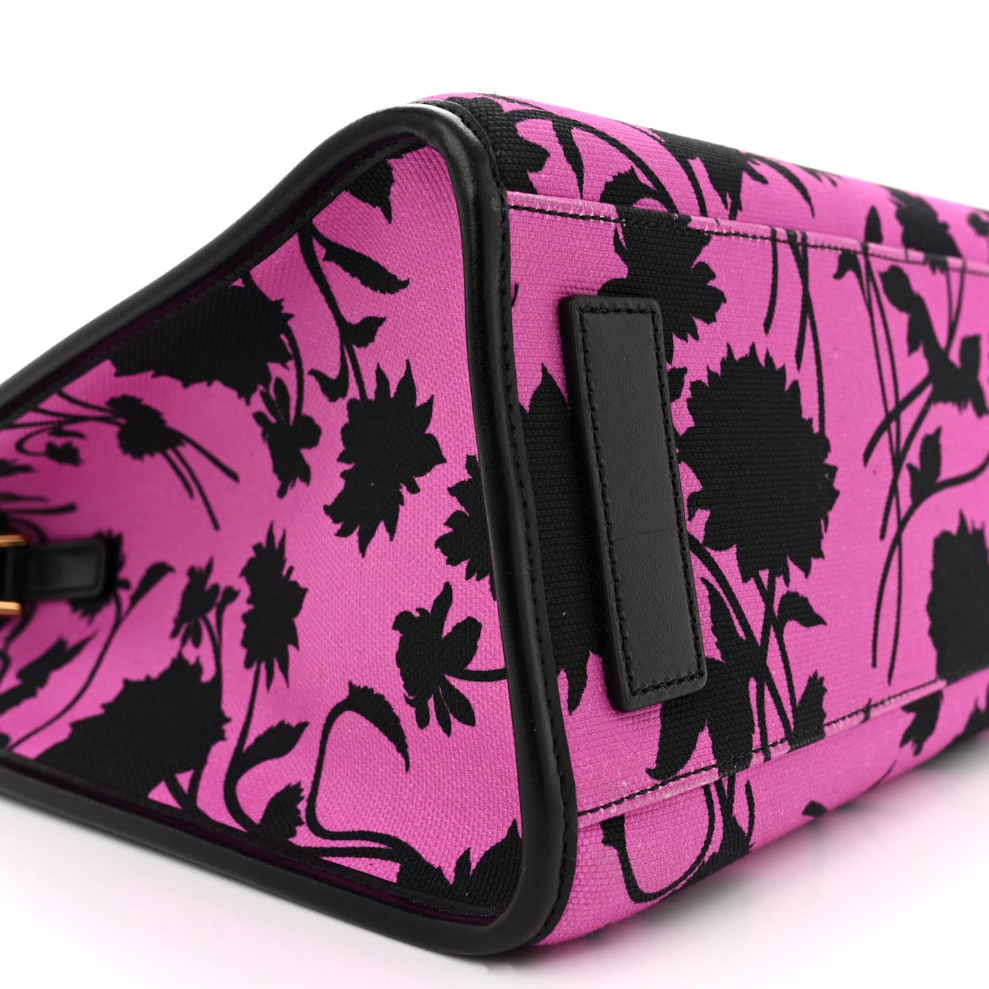 Calfskin Cotton Floral Printed La Medusa Book Tote Black Water Lily