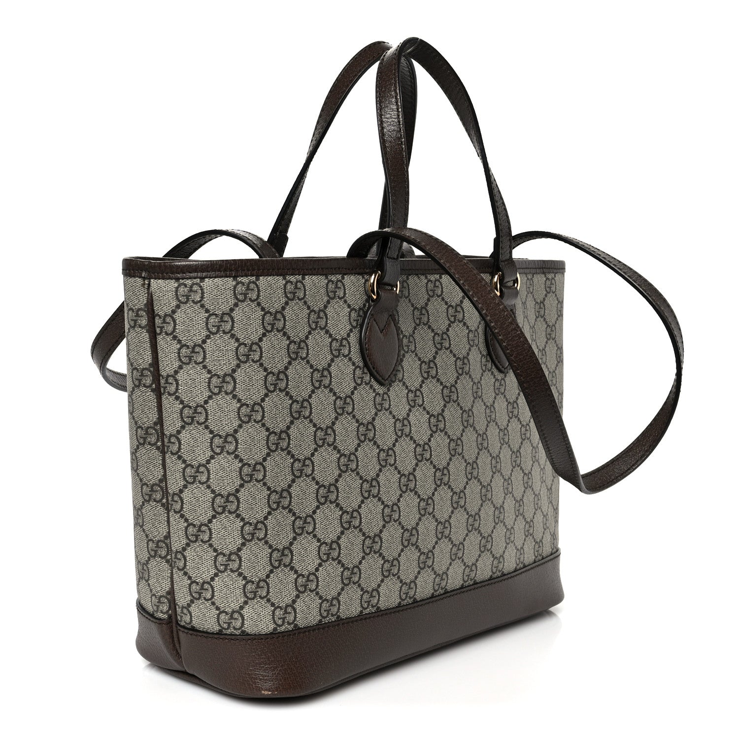 Gucci GG Supreme Monogram Textured Calfskin Small Ophidia Shoulder Tote Bag Beige Ebony New Acero 3 of 11