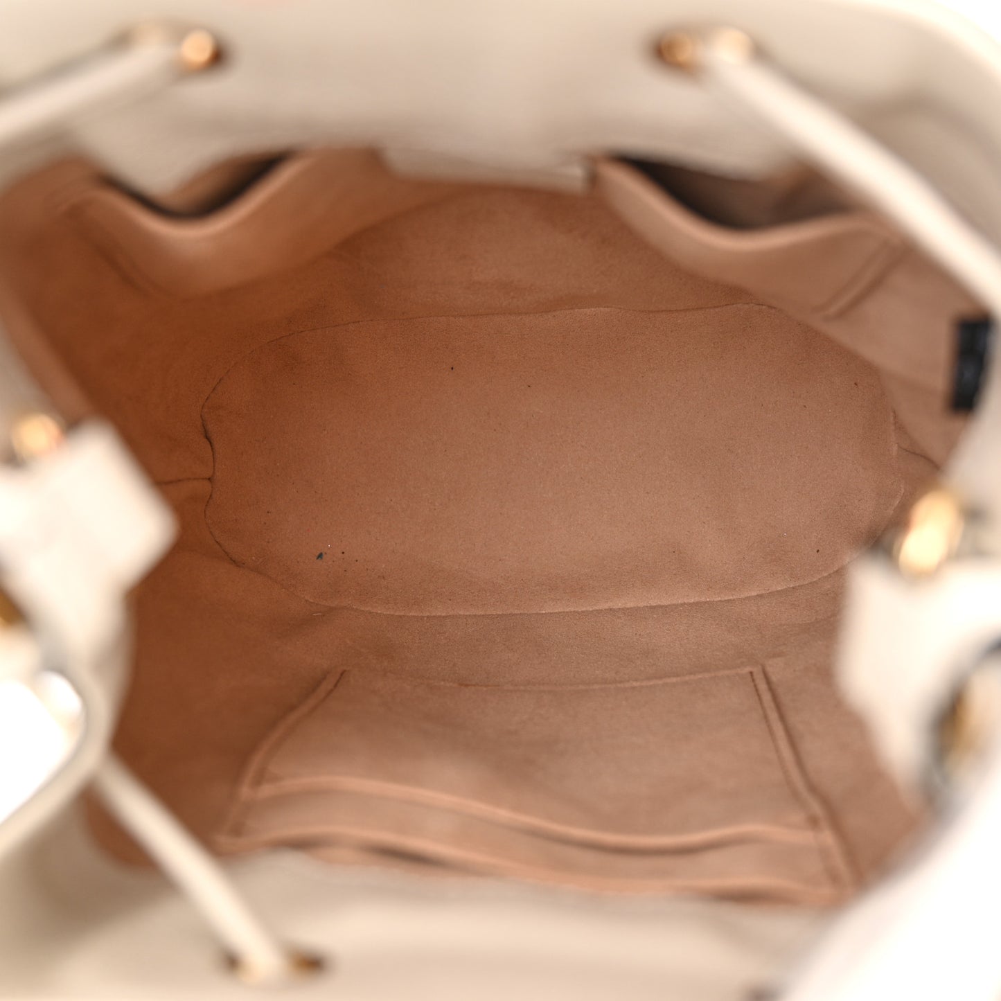 Glazed Textured Calfskin Web Small Ophidia Bucket Bag Mystic White