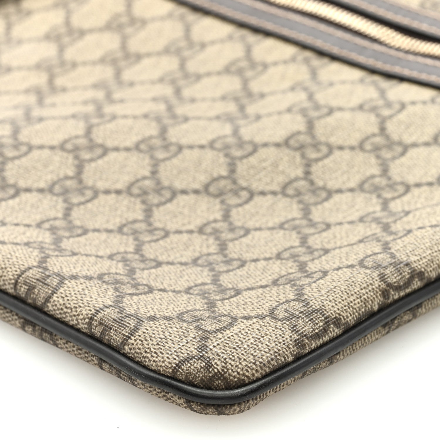Gucci GG Supreme Monogram Selleria Calfskin Small Flat Side Zip Messenger Bag Beige Ebony Cocoa Dark Chocolate 8 of 8