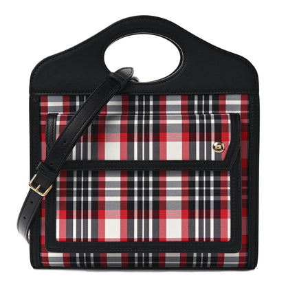 Burberry Calfskin Nylon Tartan Mini Pocket Bag Bright Red 1 of 8