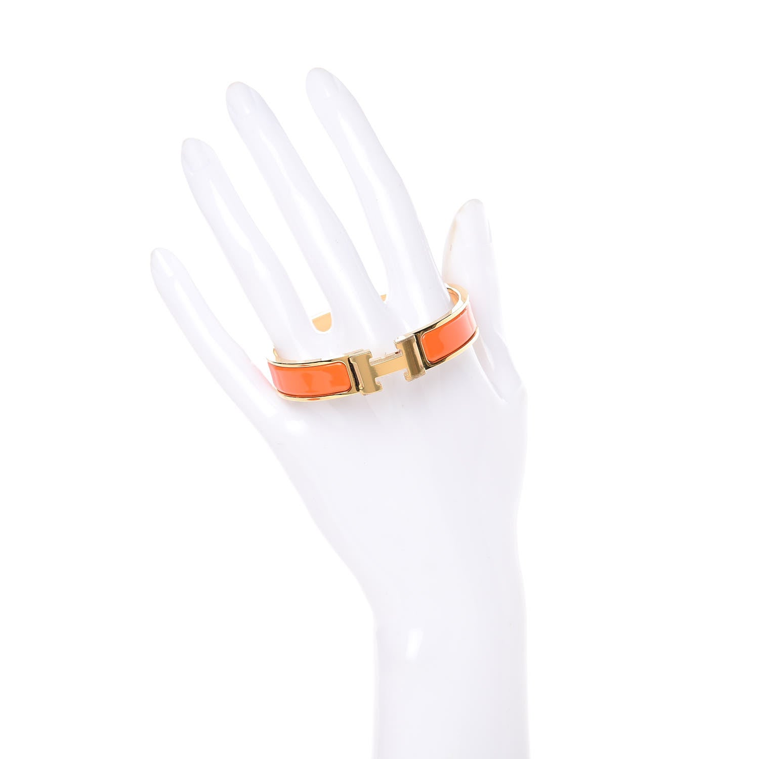 Hermes Enamel Narrow Clic Clac H Bracelet PM Orange 2 of 6
