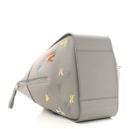 Loewe X SUNA FUJITA Satin Calfskin Canvas Embroidered Hammock Shoulder Bag Grey 4 of 10