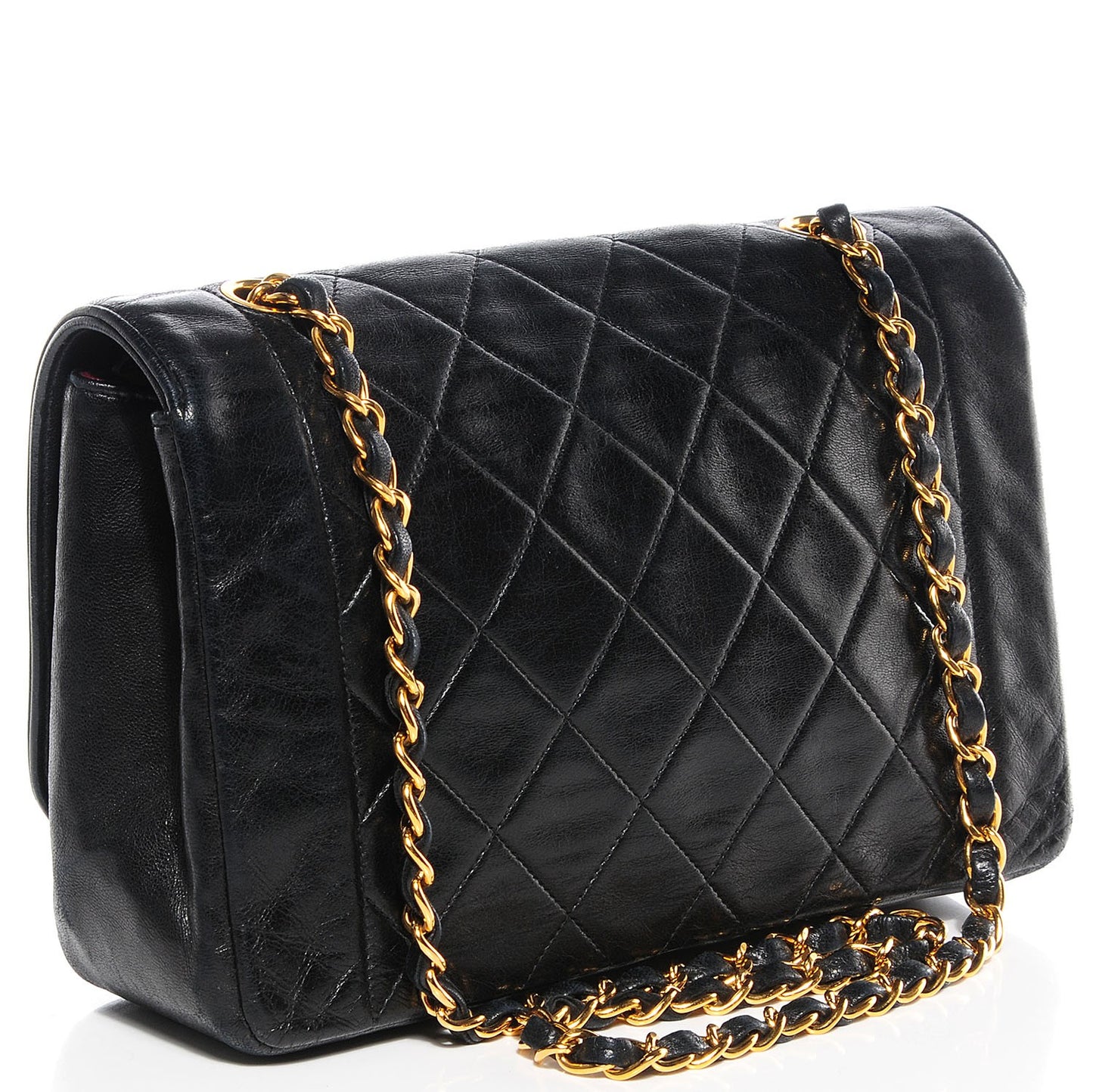 Lambskin Medium Single Flap Black