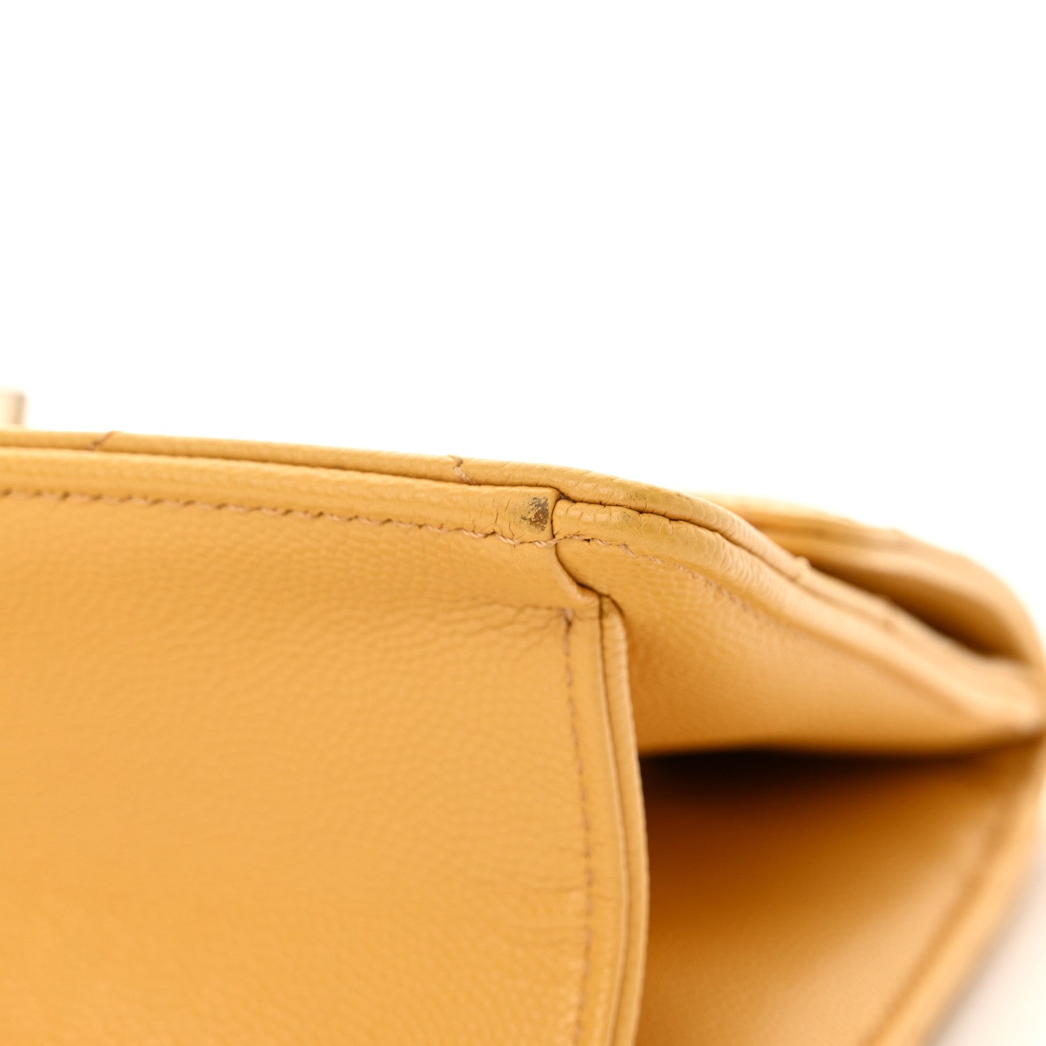 Chanel Caviar Quilted Chain Frame Flap Yellow 12 of 12