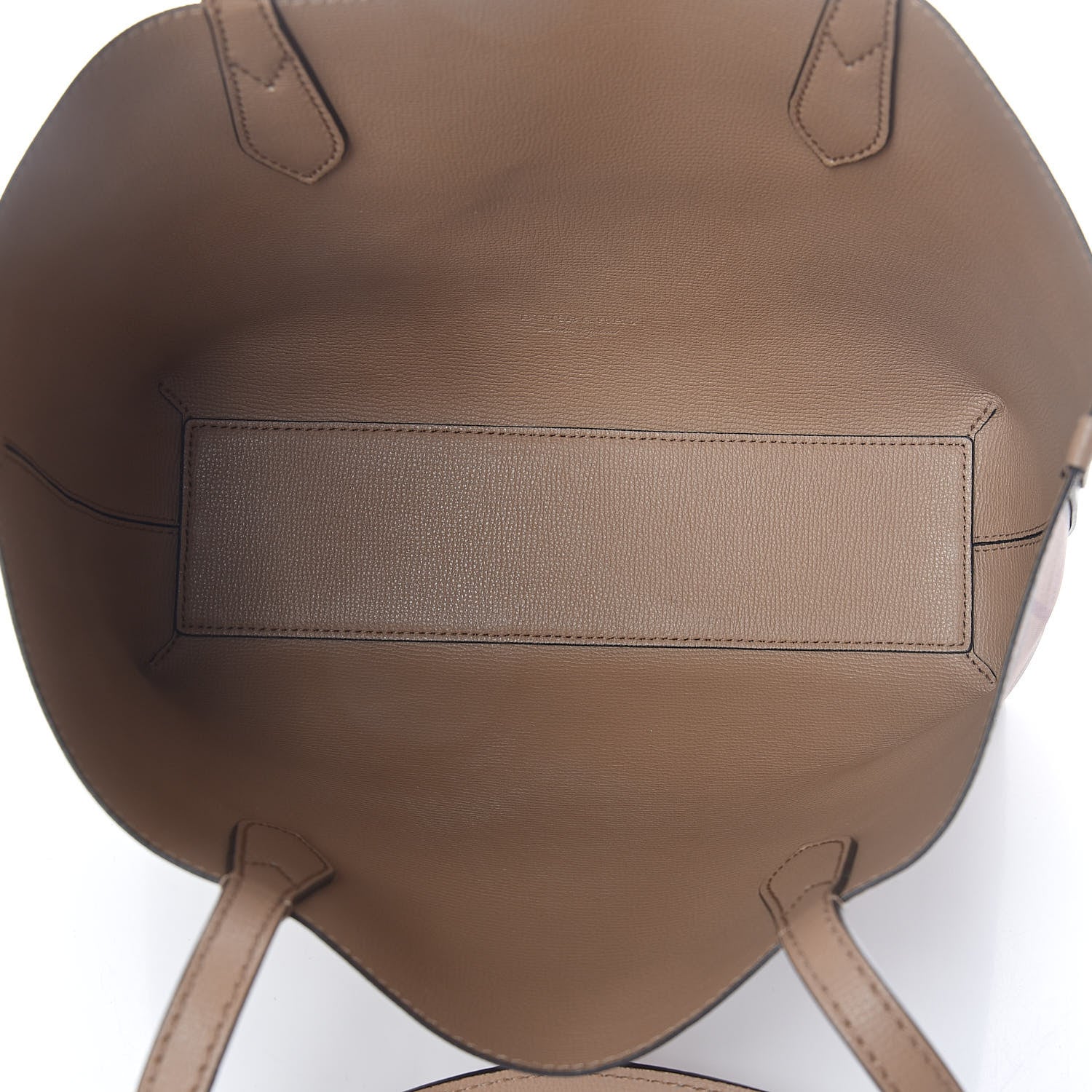 Burberry Grainy Calfskin Haymarket Check Medium Reversible Tote Camel 11 of 16