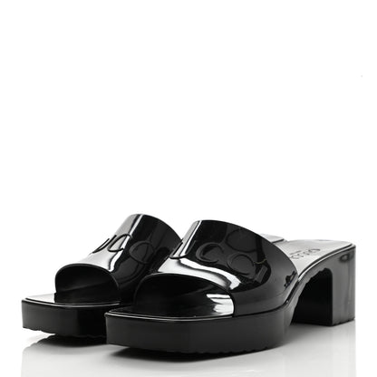 Gucci Rubber Gucci Logo Womens Platform 20/60mm Slide Sandals 38 Black 3 of 8