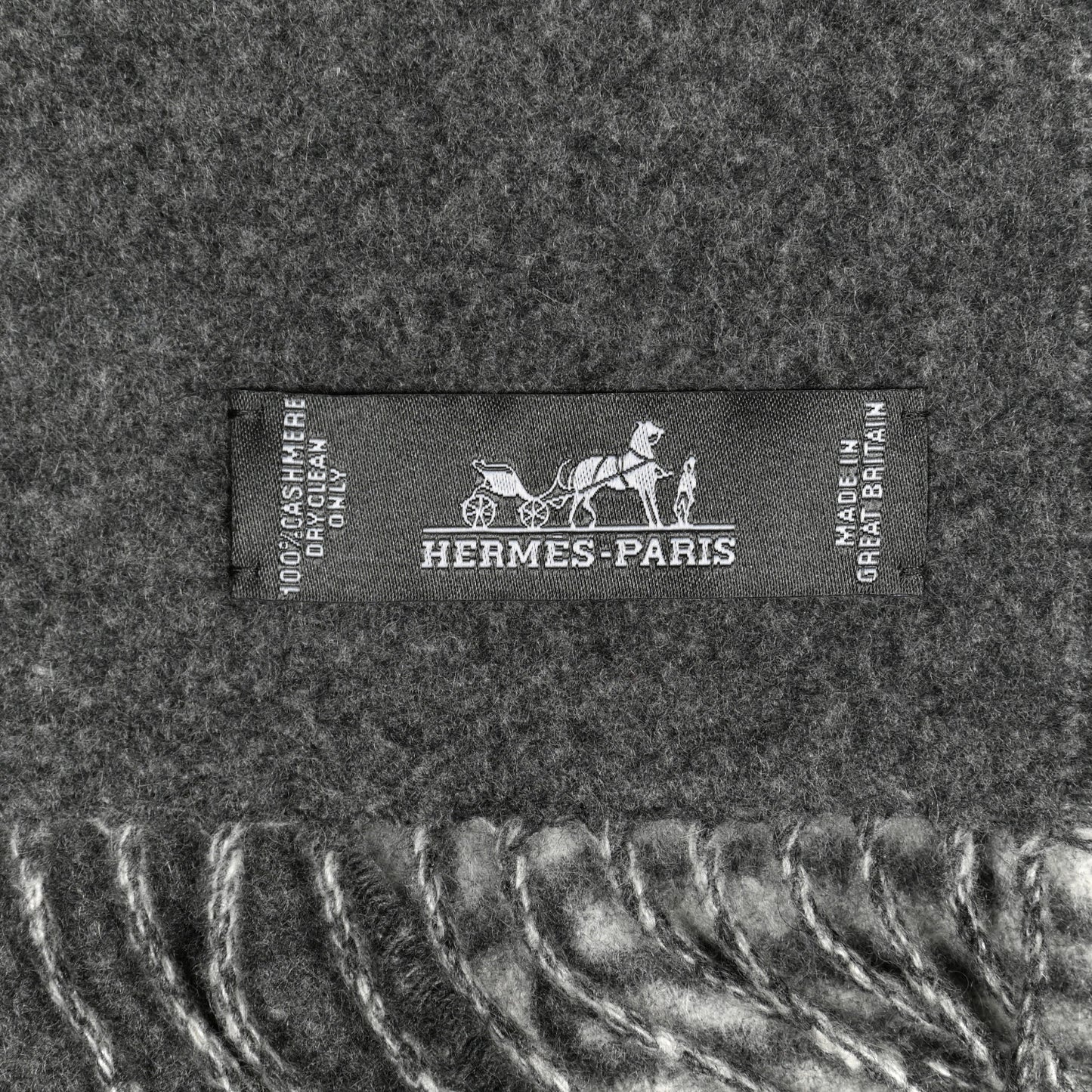 Cashmere Casaque Entrelacs Equestres Muffler Anthracite Gris Clair