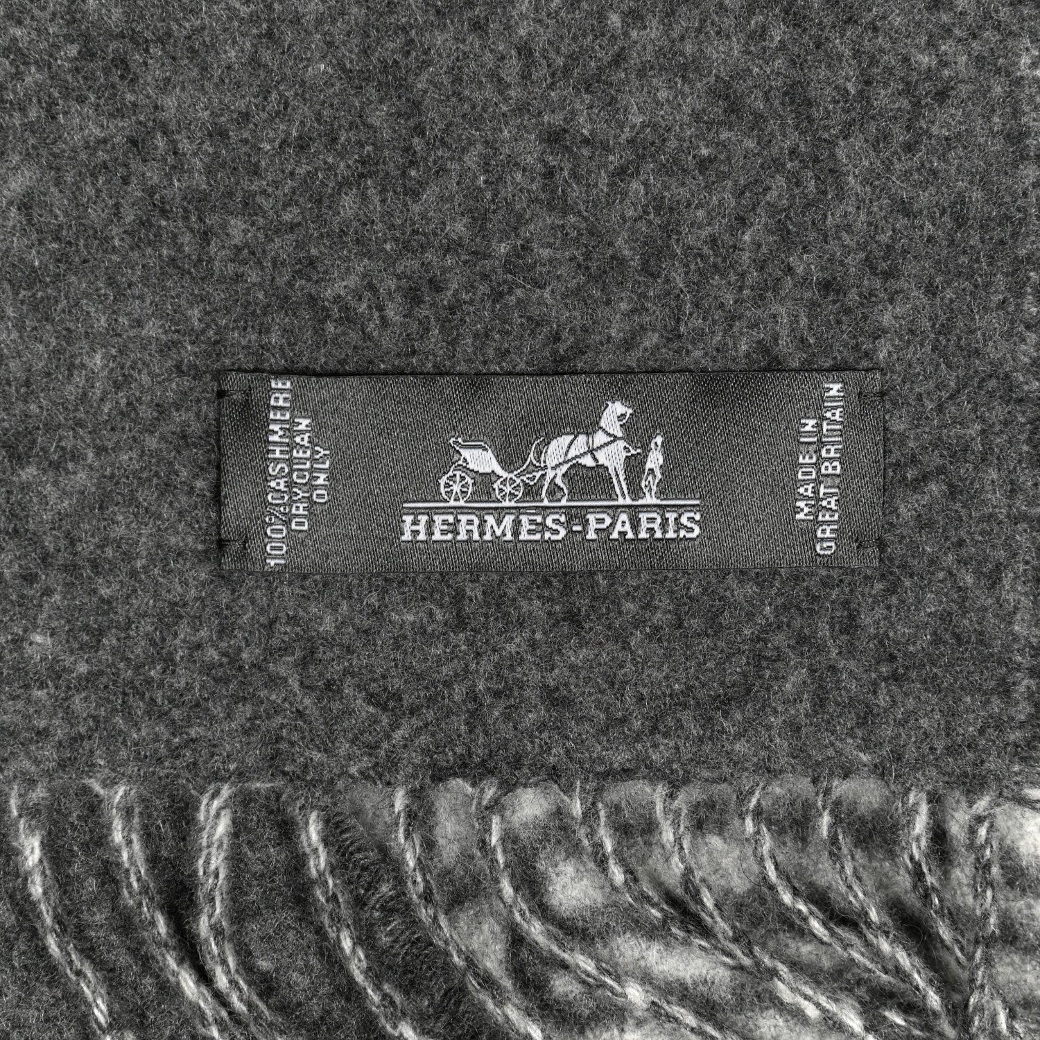 Hermes Cashmere Casaque Entrelacs Equestres Muffler Anthracite Gris Clair 3 of 3