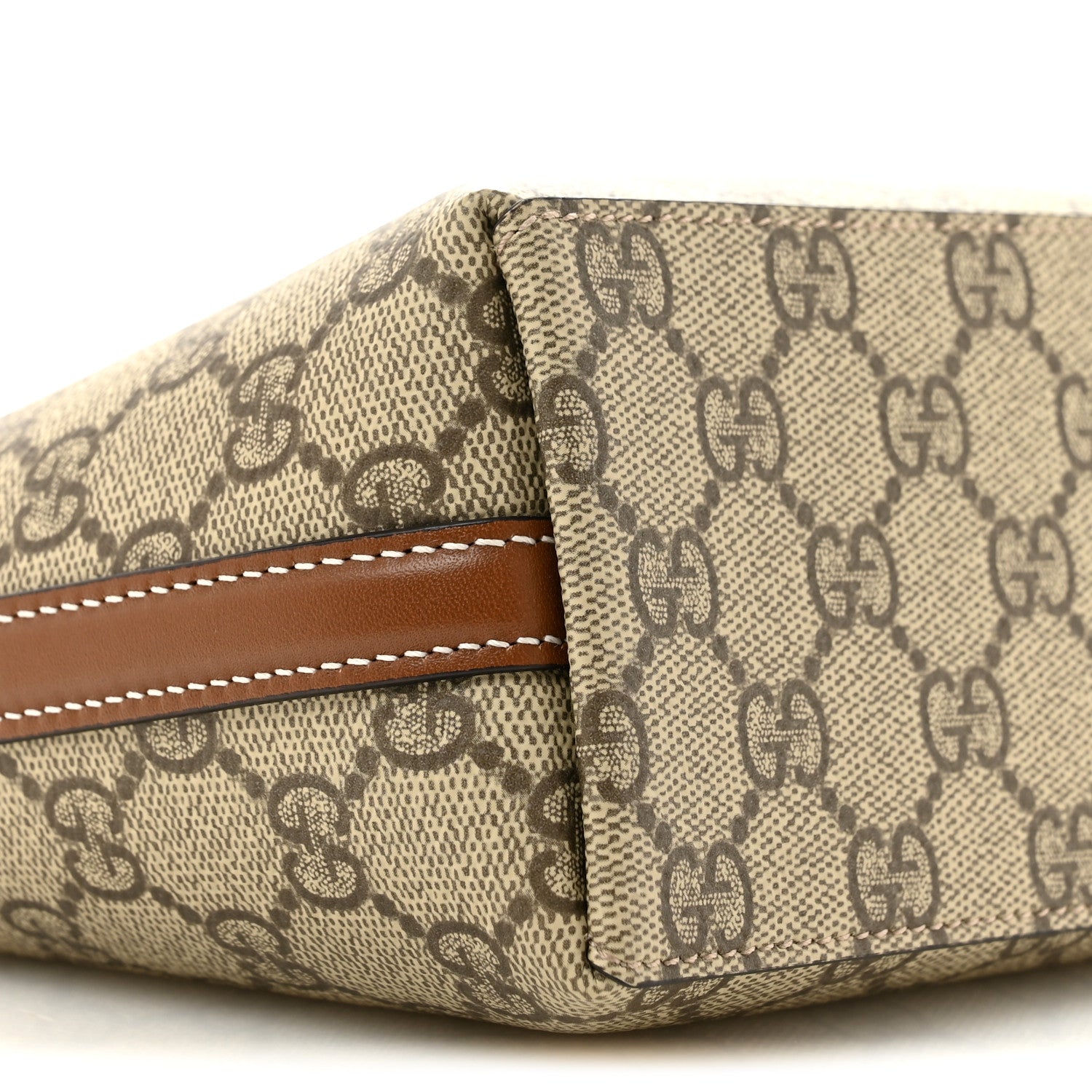Gucci GG Supreme Monogram Emblem Nano Bucket Bag  Beige Dark Brown 9 of 11