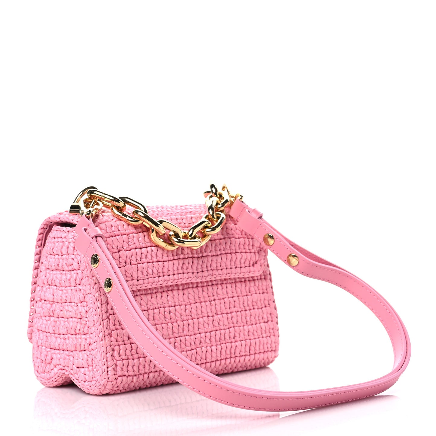 Raffia Twist Shoulder Bag PM Pink