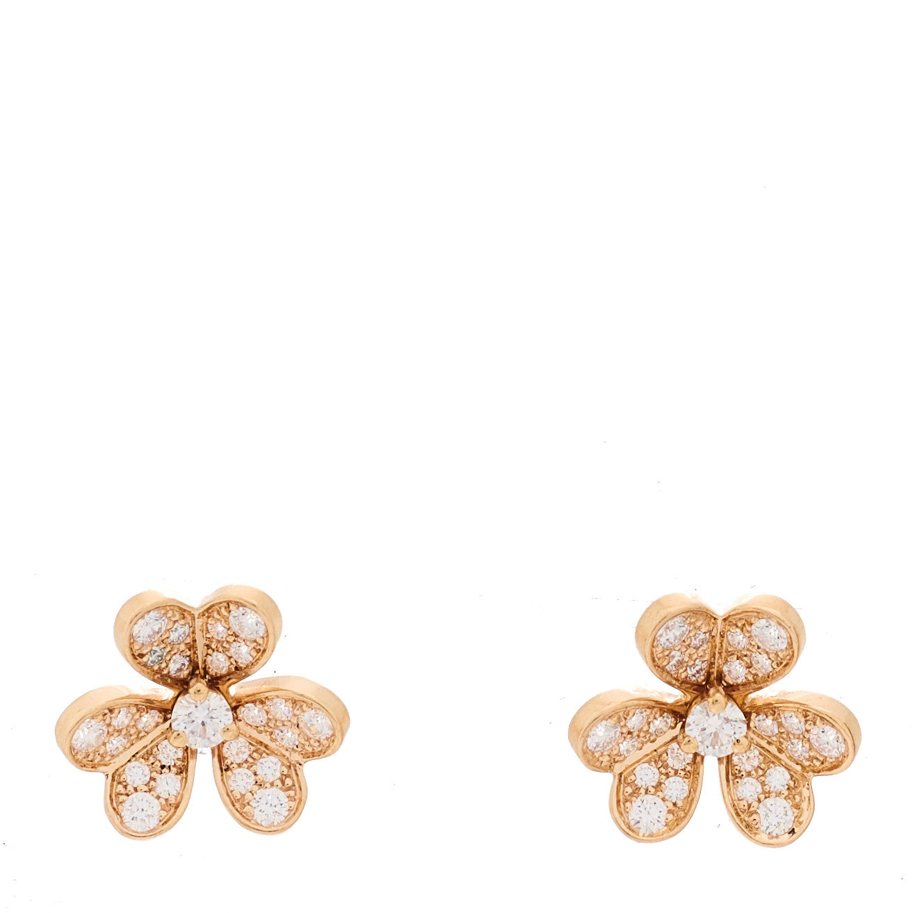 Van Cleef & Arpels 18K Rose Gold Diamond Mini Frivole Pave Earrings 1 of 5