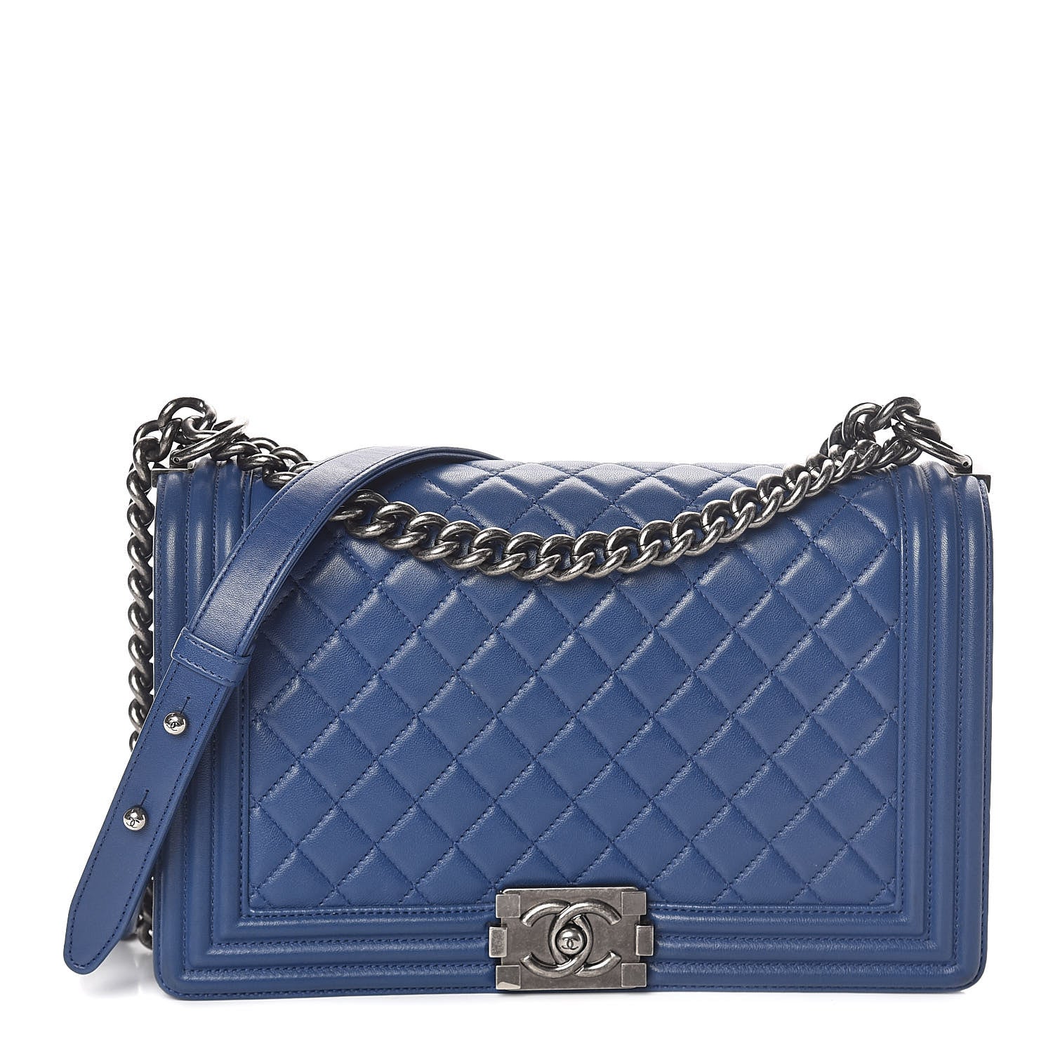 Chanel Lambskin Quilted New Medium Boy Flap Dark Navy Blue 1 of 10
