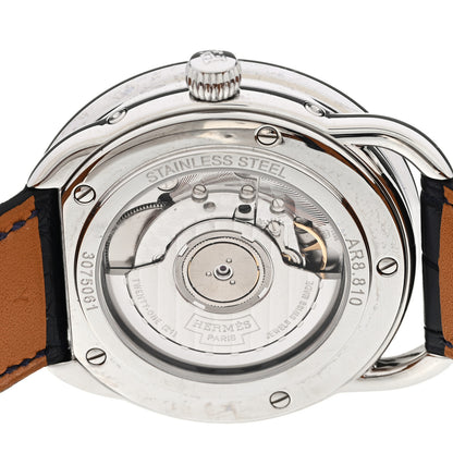 Hermes Stainless Steel Alligator 43mm Arceau Grande Lune Automatic Watch Bleu Abysse 4 of 5
