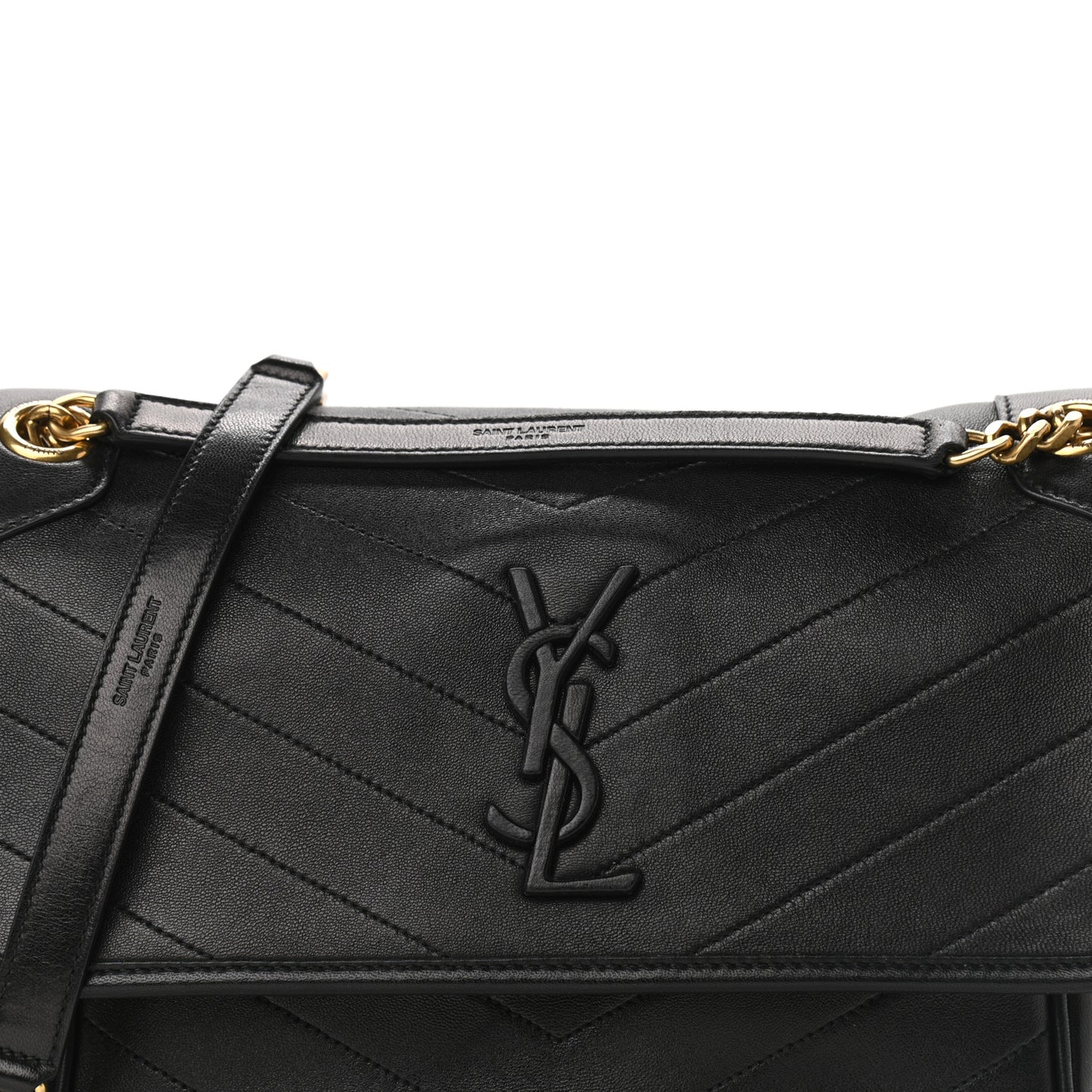 Lambskin Matelasse Monogram Medium Niki Chain Satchel Black