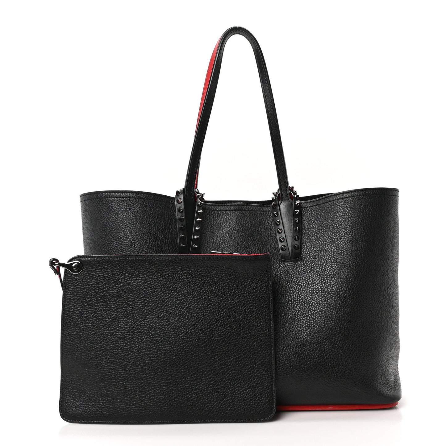 Calfskin Empire Spikes Small East West Cabata Tote Black