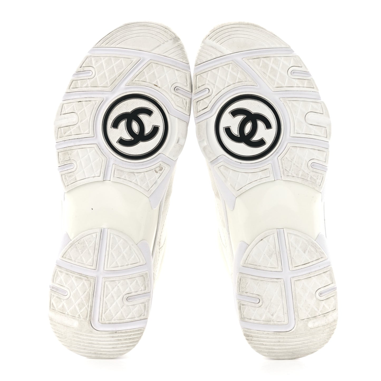 Suede Calfskin Fabric CC Sneakers 38 White