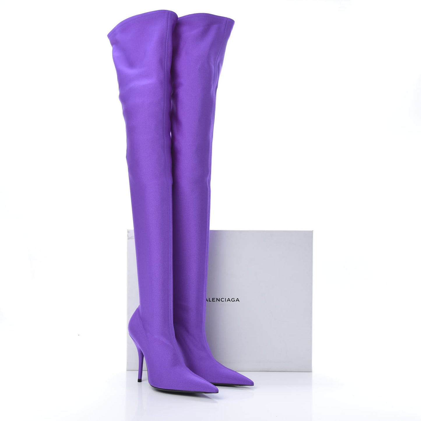 Spandex Pointed Toe Knife Thigh High Boots 36 Violet