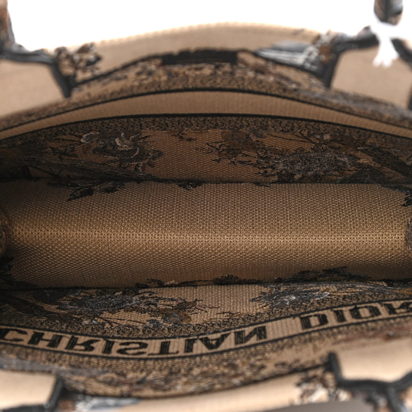 Canvas Embroidered Jardin D'Hiver Medium Book Tote Beige Multicolor