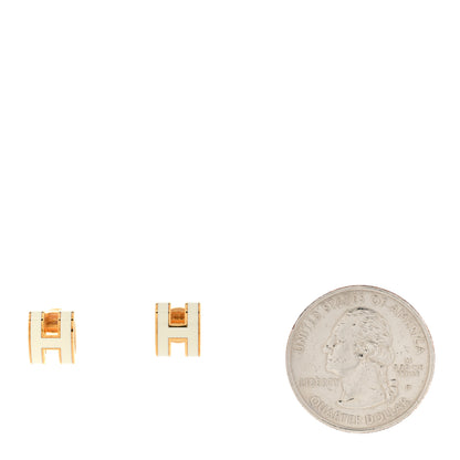 Hermes Gold Lacquered Mini Pop H Earrings White 2 of 5
