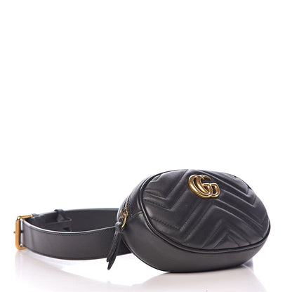 Gucci Calfskin Matelasse GG Marmont Belt Bag 95 38 Black 4 of 12
