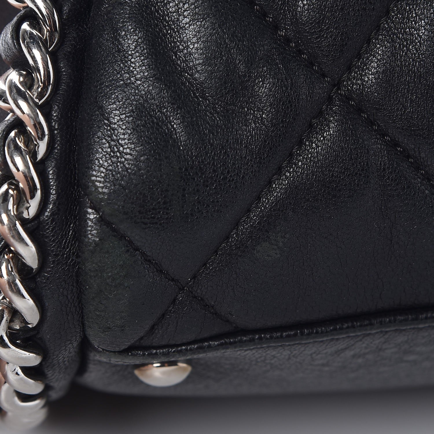 Chanel Washed Lambskin Quilted Chain Around Bowler Black 10 of 12