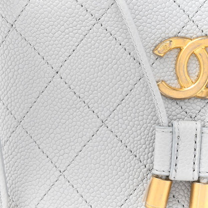 Chanel Grained Calfskin Stitched Small Drawstring Bag Grey 8 of 12