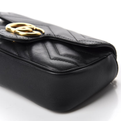 Gucci Calfskin Matelasse Super Mini GG Marmont Shoulder Bag Black 7 of 11
