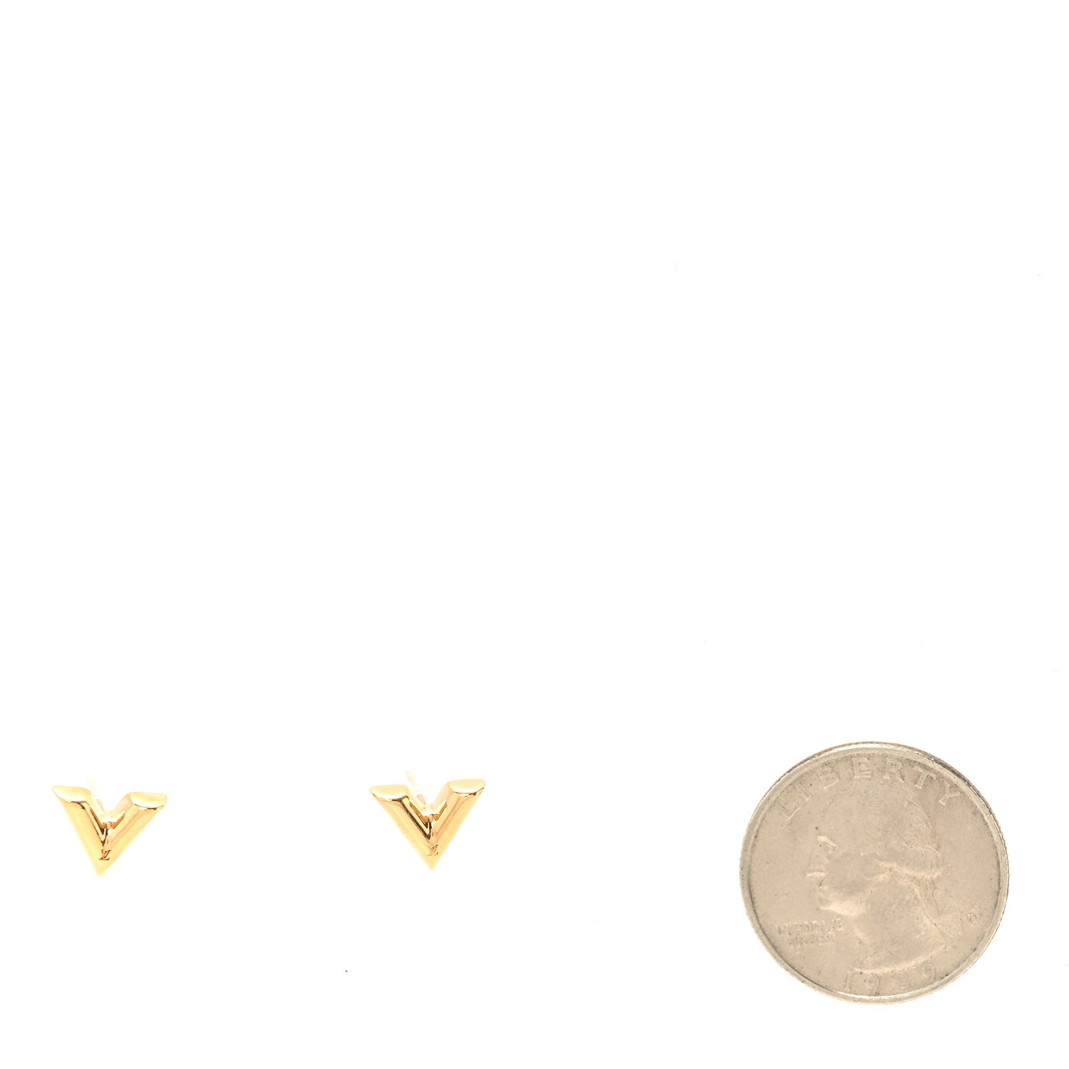 Louis Vuitton Brass Essential V Stud Earrings Gold 2 of 4
