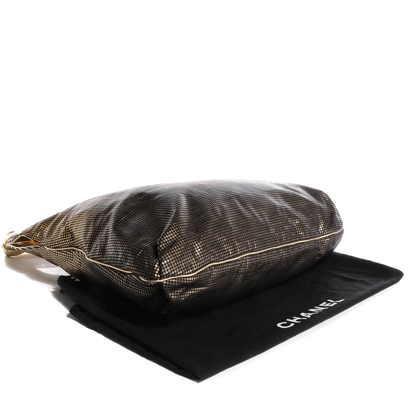 Metallic Perforated Lambskin Hollywood Hobo Gold