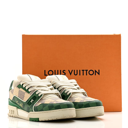 Louis Vuitton Damier Grained Calfskin Monogram Mens LV Trainer Sneakers 9 Green 9 of 9